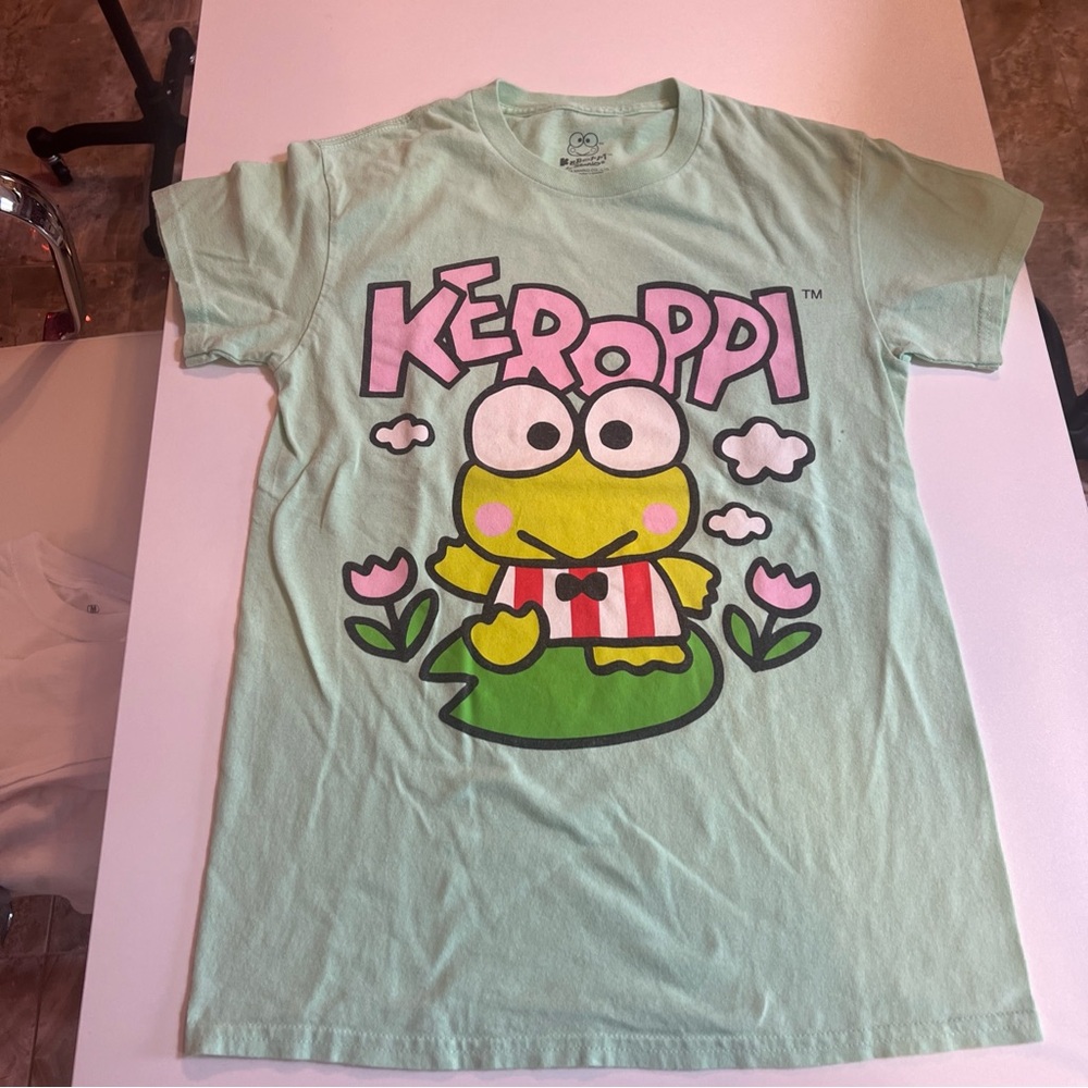 Keroppi Sanrio Japan Green Double Sided  Sz Small Graphic T-Shirt